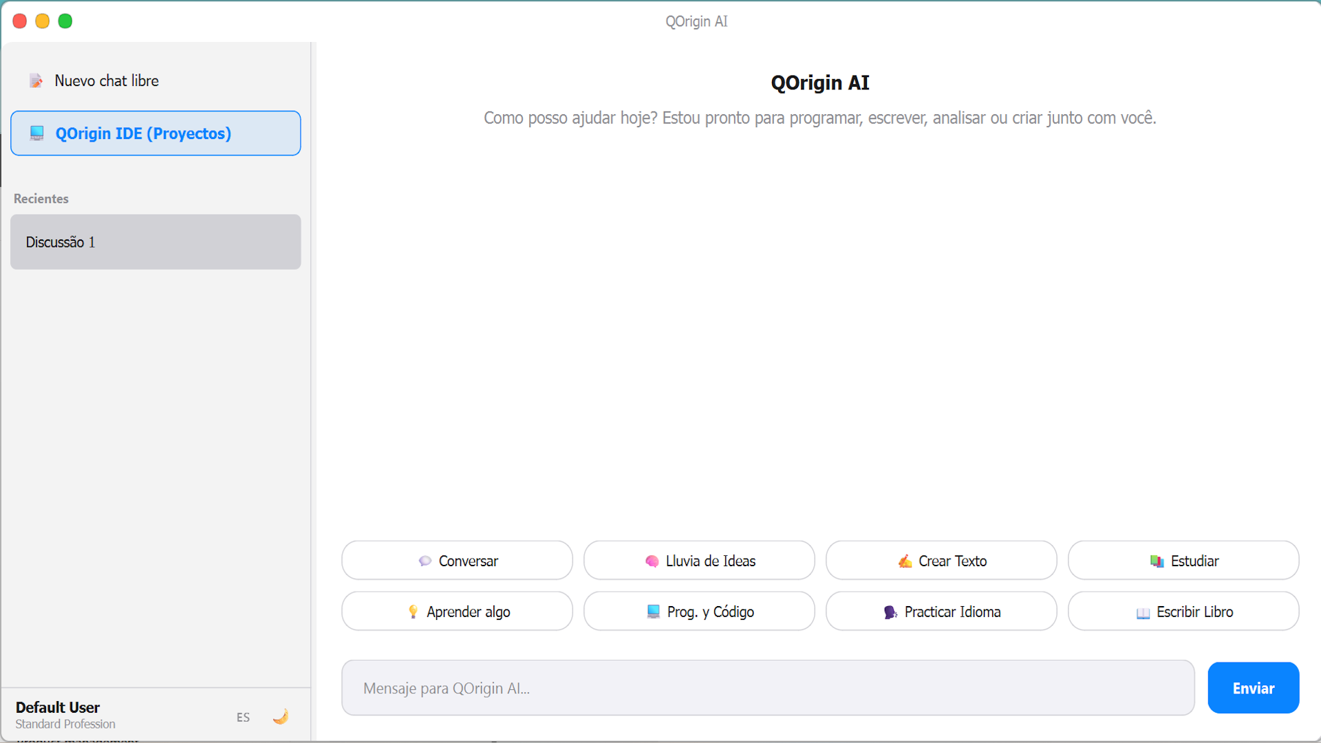 Interface do QOrigin AI
