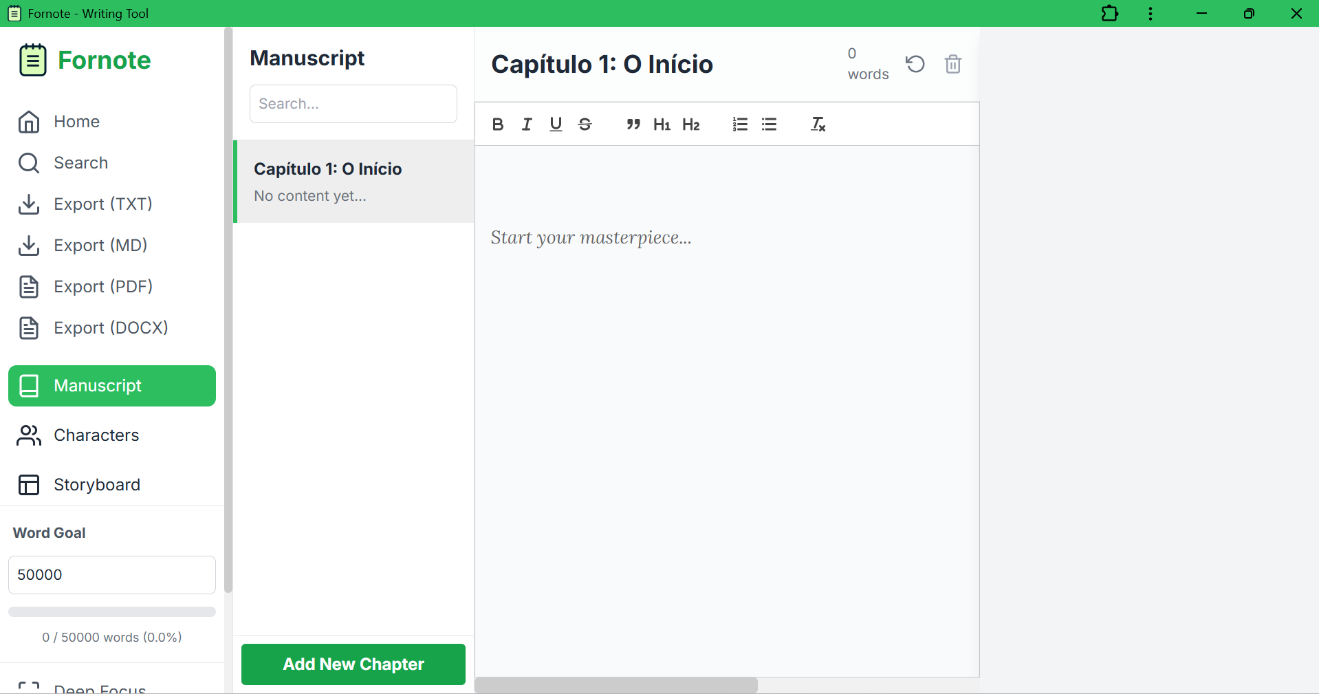 Interface do Fornote