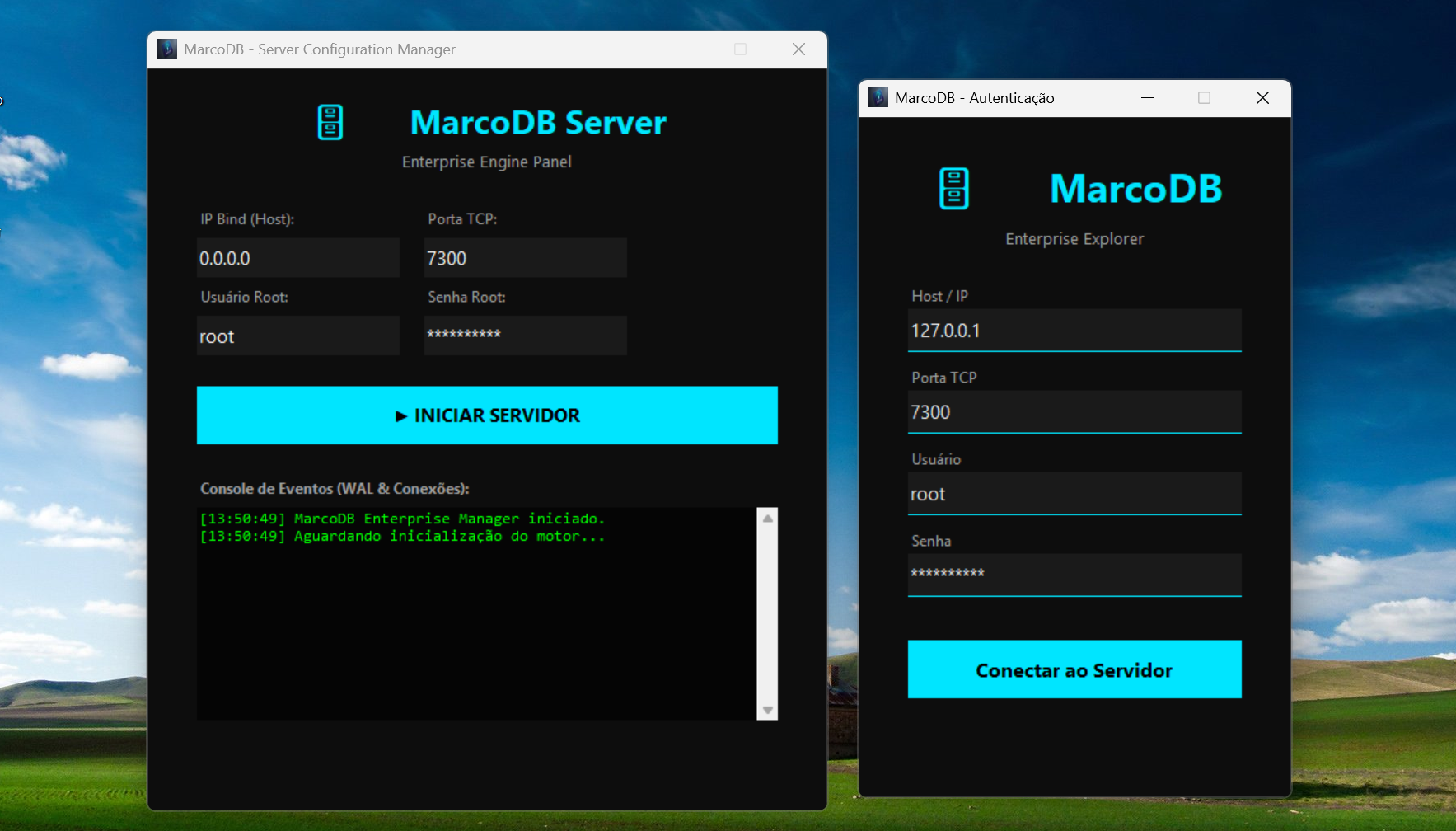 Terminal do MarcoDB Server
