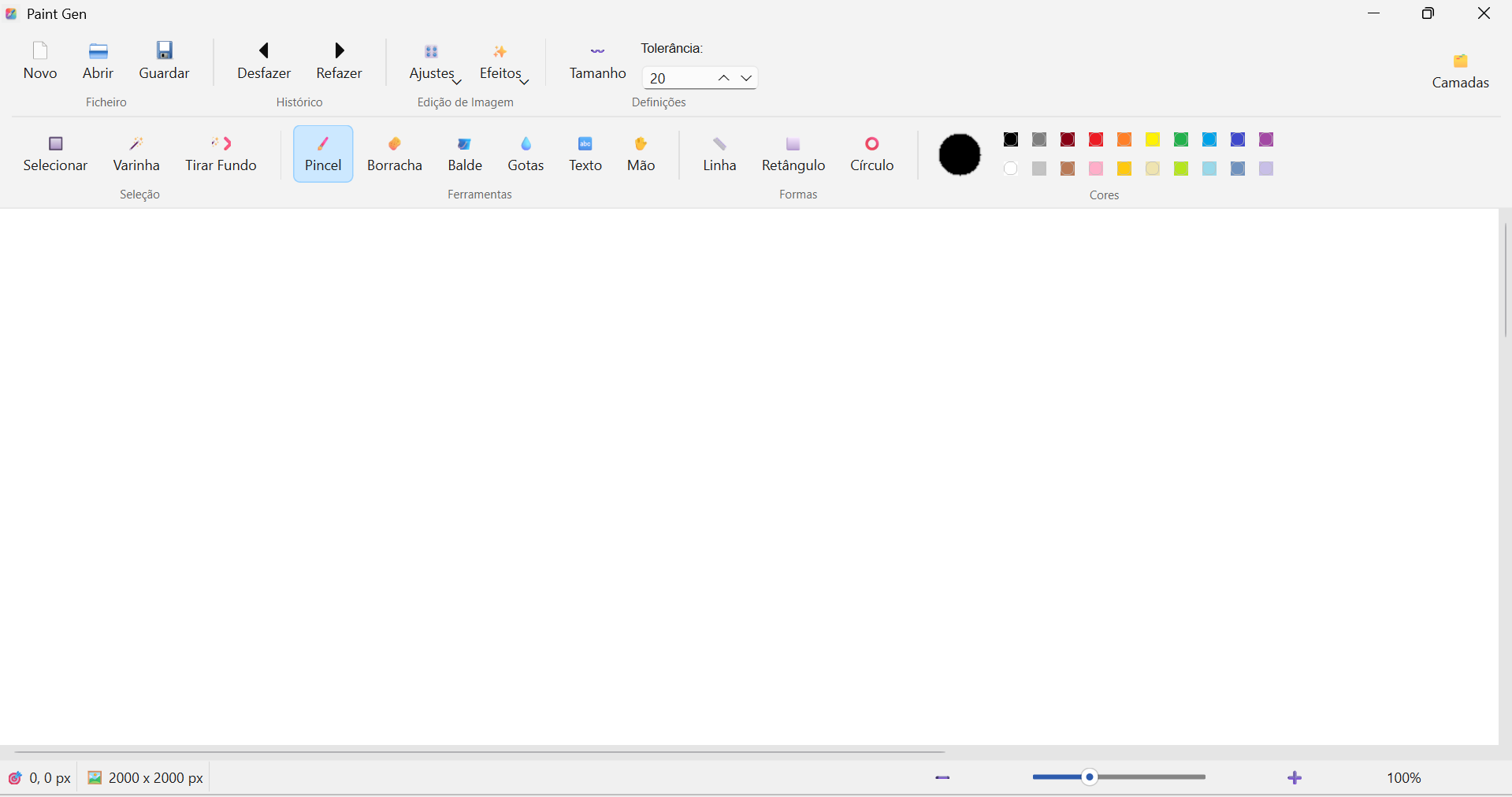 Interface do Paint Gen