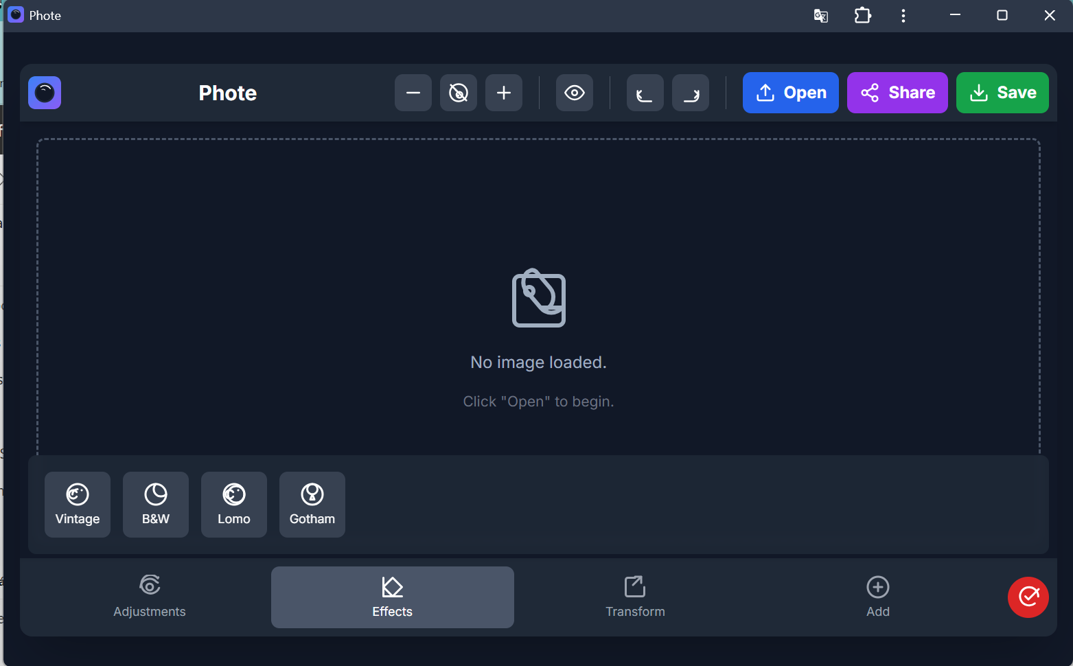 Interface do Phote