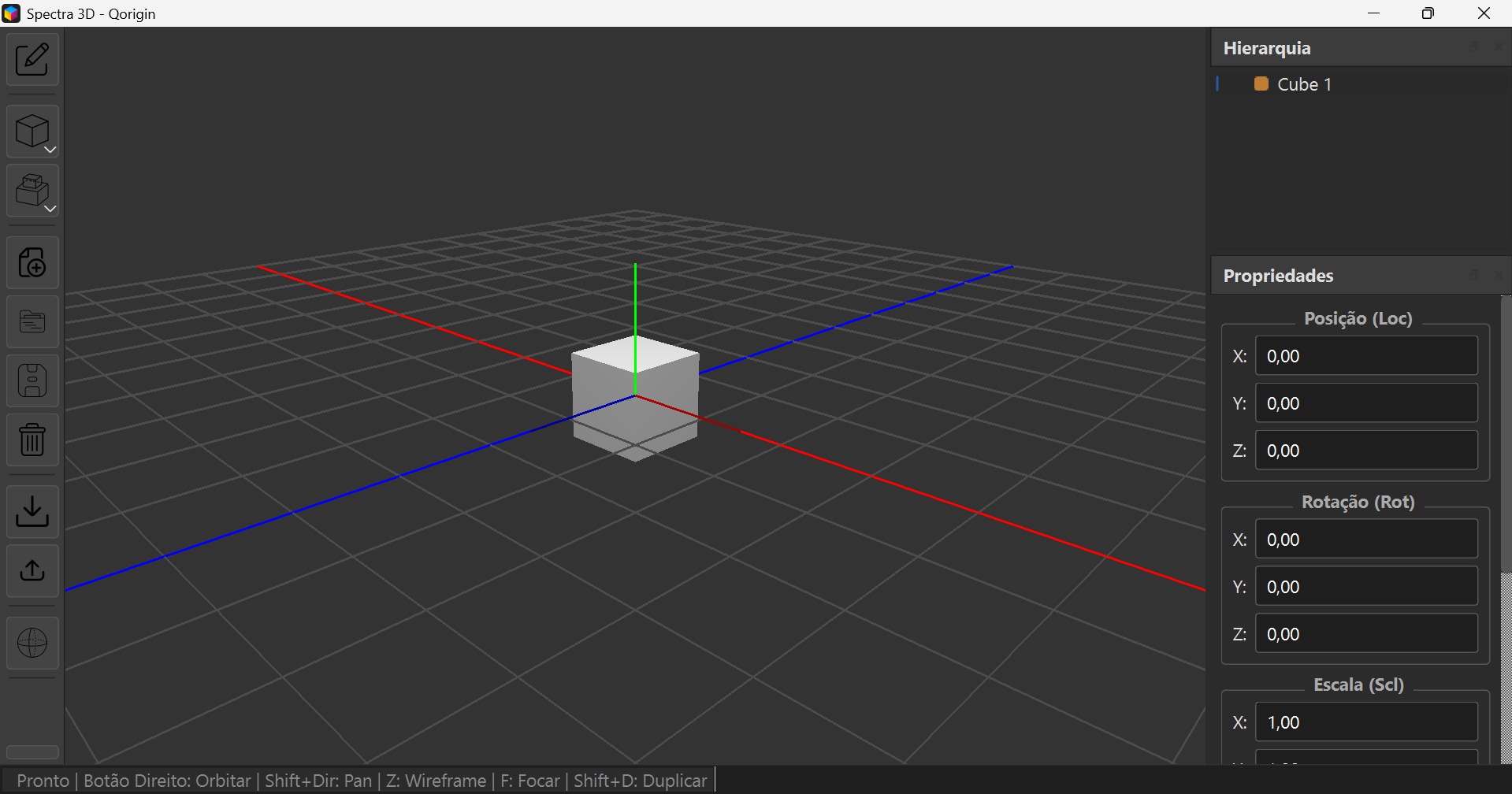 Interface da Spectra 3D